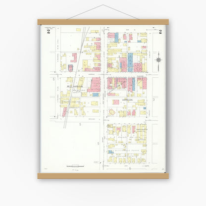 Old map wall art mockup — magnetic wood frame on white wall — Sanborn Fire Insurance Map from Harrison, Hamilton County, Ohio (1938), Sheet #0002