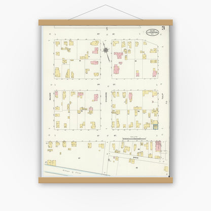 Old map wall art mockup — magnetic wood frame on white wall — Sanborn Fire Insurance Map from Liverpool, Onondaga County, New York (1911), Sheet #0003