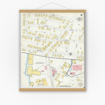 Old map wall art mockup — magnetic wood frame on white wall — Sanborn Fire Insurance Map from Everett, Middlesex County, Massachusetts (1903), Sheet #0006
