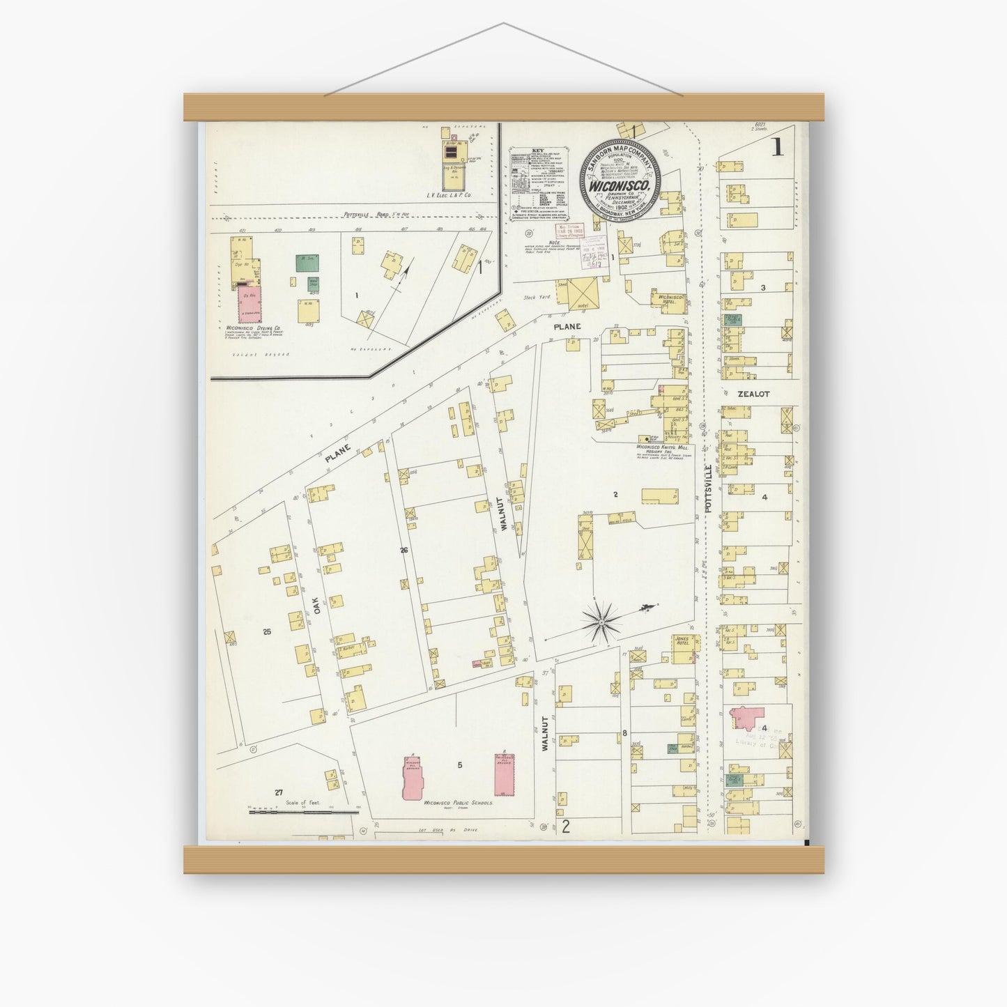 Old map wall art mockup — magnetic wood frame on white wall — Sanborn Fire Insurance Map from Wiconisco, Dauphin County, Pennsylvania (1902) - Complete Map Set