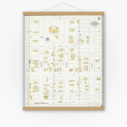 Old map wall art mockup — magnetic wood frame on white wall — Sanborn Fire Insurance Map from Gladstone, Delta County, Michigan (1907), Sheet #0005