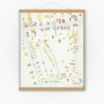 Old map wall art mockup — magnetic wood frame on white wall — Sanborn Fire Insurance Map from Hatboro, Montgomery County, Pennsylvania (1905), Sheet #0002