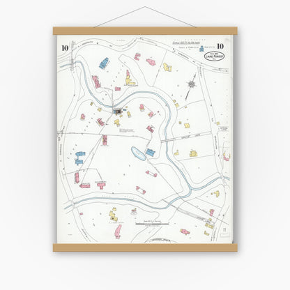 Old map wall art mockup — magnetic wood frame on white wall — Sanborn Fire Insurance Map from Lake Forest, Lake County, Illinois (1926), Sheet #0010