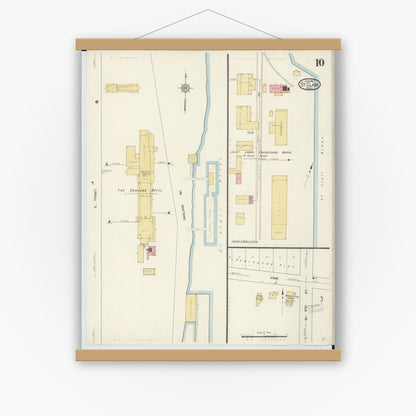 Old map wall art mockup — magnetic wood frame on white wall — Sanborn Fire Insurance Map from Saint Clair, Saint Clair County, Michigan (1913), Sheet #0010