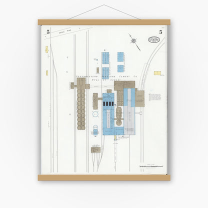 Old map wall art mockup — magnetic wood frame on white wall — Sanborn Fire Insurance Map from Osborn, Greene County, Ohio (1929), Sheet #0005