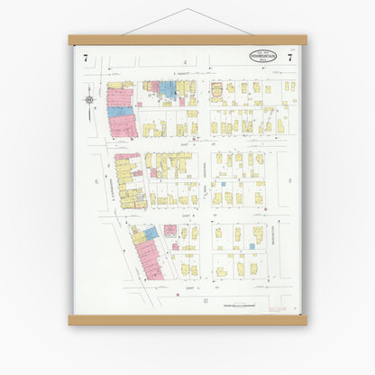 Old map wall art mockup — magnetic wood frame on white wall — Sanborn Fire Insurance Map from Iron Mountain, Dickinson County, Michigan (1930), Sheet #0007