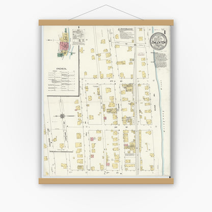 Old map wall art mockup — magnetic wood frame on white wall — Sanborn Fire Insurance Map from Emlenton, Venango County, Pennsylvania (1910) - Complete Map Set