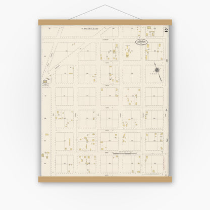 Old map wall art mockup — magnetic wood frame on white wall — Sanborn Fire Insurance Map from Livermore, Alameda County, California (1917), Sheet #0002