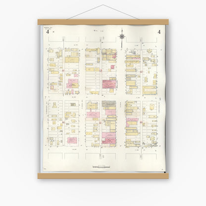 Old map wall art mockup — magnetic wood frame on white wall — Sanborn Fire Insurance Map from Borger, Hutchinson County, Texas (1950), Sheet #0004