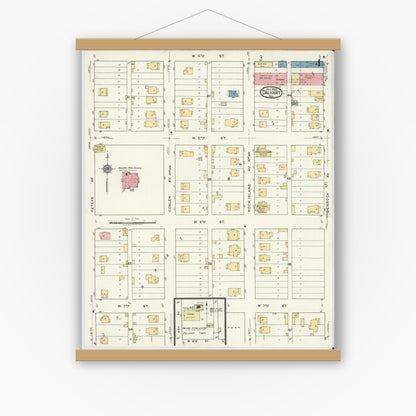 Old map wall art mockup — magnetic wood frame on white wall — Sanborn Fire Insurance Map from Dalhart, Dallam And Hartley County, Texas (1920), Sheet #0004