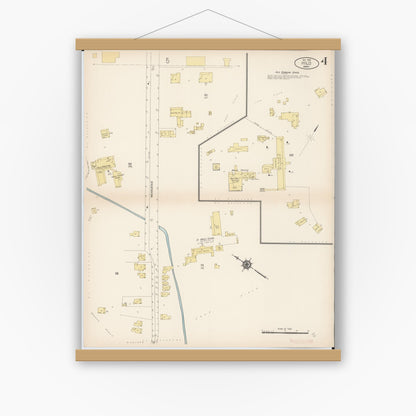 Old map wall art mockup — magnetic wood frame on white wall — Sanborn Fire Insurance Map from Hilo, Hawaii County, Hawaii (1914), Sheet #0004