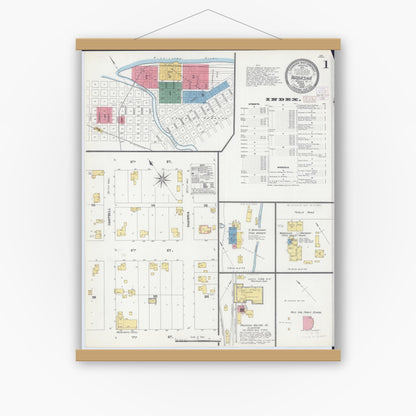 Old map wall art mockup — magnetic wood frame on white wall — Sanborn Fire Insurance Map from Wabasha, Wabasha County, Minnesota (1902) - Complete Map Set