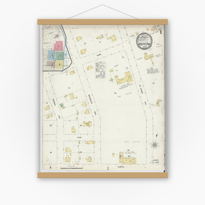 Old map wall art mockup — magnetic wood frame on white wall — Sanborn Fire Insurance Map from Green Cove Springs, Clay County, Florida (1897) - Complete Map Set