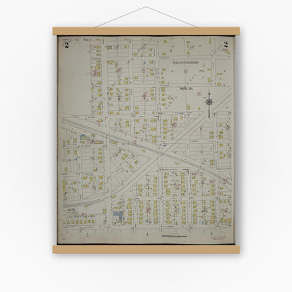 Old map wall art mockup — magnetic wood frame on white wall — Sanborn Fire Insurance Map from Herrin, Williamson County, Illinois (1947), Sheet #0002