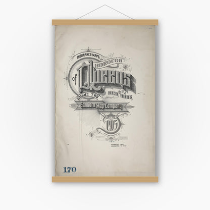 Old map wall art mockup — magnetic wood frame on white wall — Sanborn Fire Insurance Map from Queens, Queens County, New York (1948), Sheet #0001