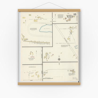 Old map wall art mockup — magnetic wood frame on white wall — Sanborn Fire Insurance Map from Mount Vernon, Knox County, Ohio (1913), Sheet #0025