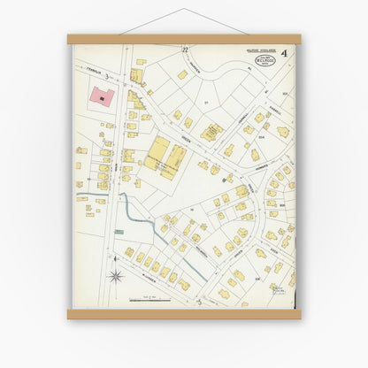 Old map wall art mockup — magnetic wood frame on white wall — Sanborn Fire Insurance Map from Melrose, Middlesex County, Massachusetts (1903), Sheet #0004