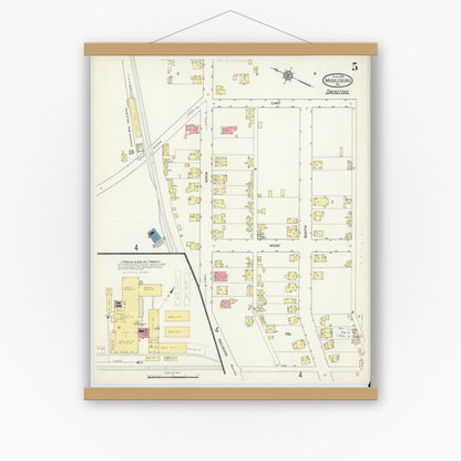 Old map wall art mockup — magnetic wood frame on white wall — Sanborn Fire Insurance Map from Middleburg, Snyder County, Pennsylvania (1913), Sheet #0005