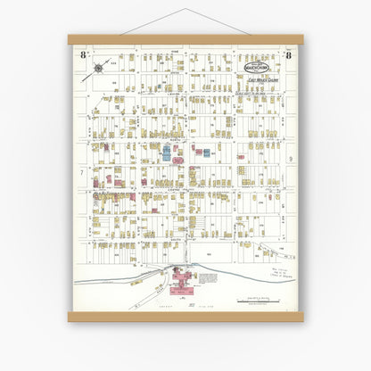 Old map wall art mockup — magnetic wood frame on white wall — Sanborn Fire Insurance Map from Mauch Chunk, Carbon County, Pennsylvania (1923), Sheet #0008