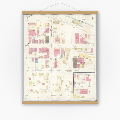 Old map wall art mockup — magnetic wood frame on white wall — Sanborn Fire Insurance Map from Kewaunee, Kewaunee County, Wisconsin (1941), Sheet #0002