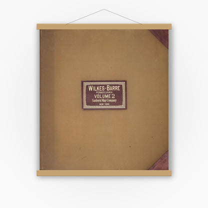 Old map wall art mockup — magnetic wood frame on white wall — Sanborn Fire Insurance Map from Wilkes Barre, Luzerne County, Pennsylvania (1950), Sheet #0001