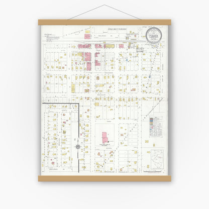 Old map wall art mockup — magnetic wood frame on white wall — Sanborn Fire Insurance Map from Fisher, Champaign County, Illinois (1932), Sheet #0001