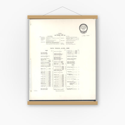 Old map wall art mockup — magnetic wood frame on white wall — Sanborn Fire Insurance Map from Mulberry, Polk County, Florida (1955), Sheet #0001