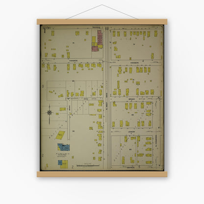 Old map wall art mockup — magnetic wood frame on white wall — Sanborn Fire Insurance Map from Kenosha, Kenosha County, Wisconsin. (1918), Sheet 5