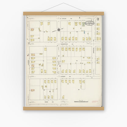 Old map wall art mockup — magnetic wood frame on white wall — Sanborn Fire Insurance Map from Collingswood, Camden County, New Jersey (1915), Sheet #0002