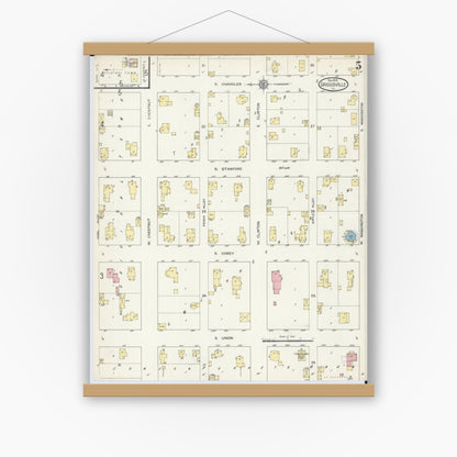 Old map wall art mockup — magnetic wood frame on white wall — Sanborn Fire Insurance Map from Griggsville, Pike County, Illinois (1913), Sheet #0005