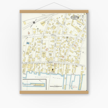 Old map wall art mockup — magnetic wood frame on white wall — Sanborn Fire Insurance Map from Provincetown, Barnstable County, Massachusetts (1919), Sheet #0007