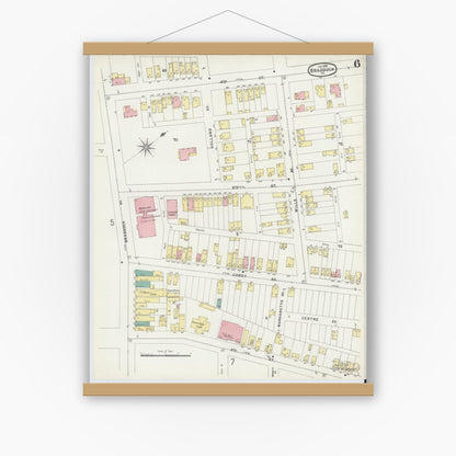 Old map wall art mockup — magnetic wood frame on white wall — Sanborn Fire Insurance Map from Braddock, Allegheny County, Pennsylvania (1896), Sheet #0006