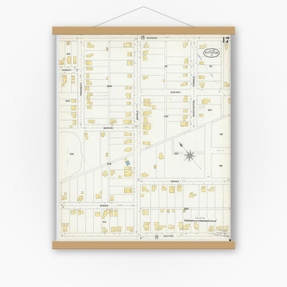 Old map wall art mockup — magnetic wood frame on white wall — Sanborn Fire Insurance Map from Pittston, Luzerne County, Pennsylvania (1903), Sheet #0017