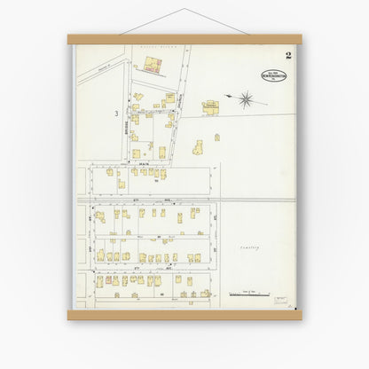 Old map wall art mockup — magnetic wood frame on white wall — Sanborn Fire Insurance Map from New Kensington, Westmoreland County, Pennsylvania (1905), Sheet #0002