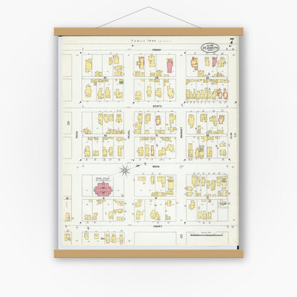 Old map wall art mockup — magnetic wood frame on white wall — Sanborn Fire Insurance Map from Saint Joseph, Berrien County, Michigan (1902), Sheet #0007