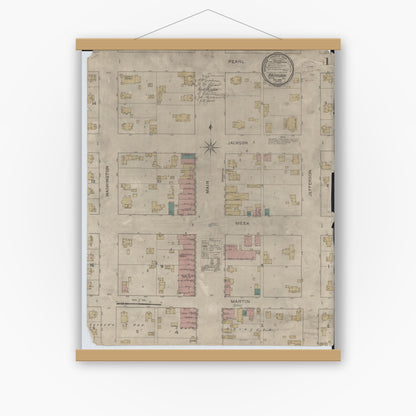 Old map wall art mockup — magnetic wood frame on white wall — Sanborn Fire Insurance Map from Abingdon, Knox County, Illinois (1893) - Complete Map Set
