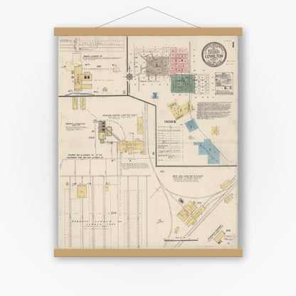 Old map wall art mockup — magnetic wood frame on white wall — Sanborn Fire Insurance Map from Loyalton, Sierra County, California (1912) - Complete Map Set