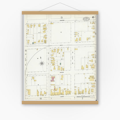 Old map wall art mockup — magnetic wood frame on white wall — Sanborn Fire Insurance Map from Palatka, Putnam County, Florida (1903), Sheet #0006
