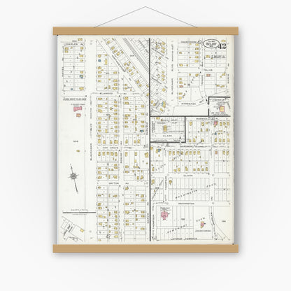 Old map wall art mockup — magnetic wood frame on white wall — Sanborn Fire Insurance Map from Beloit, Rock County, Wisconsin (1926), Sheet #0042