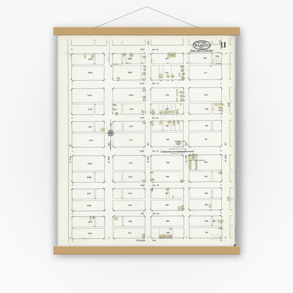 Old map wall art mockup — magnetic wood frame on white wall — Sanborn Fire Insurance Map from Texas City, Galveston County, Texas (1920), Sheet #0011
