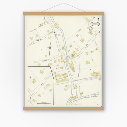 Old map wall art mockup — magnetic wood frame on white wall — Sanborn Fire Insurance Map from Tannersville, Greene County, New York (1912), Sheet #0005