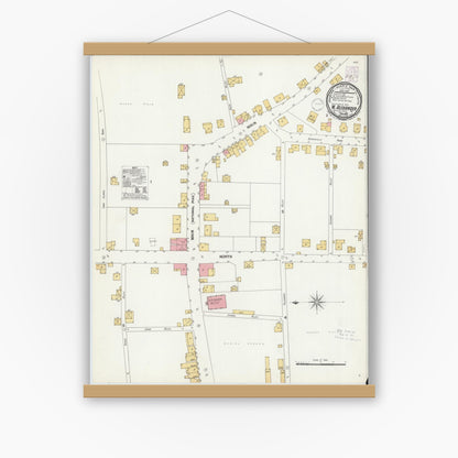 Old map wall art mockup — magnetic wood frame on white wall — Sanborn Fire Insurance Map from West Alexander, Washington County, Pennsylvania (1901), Sheet #0001