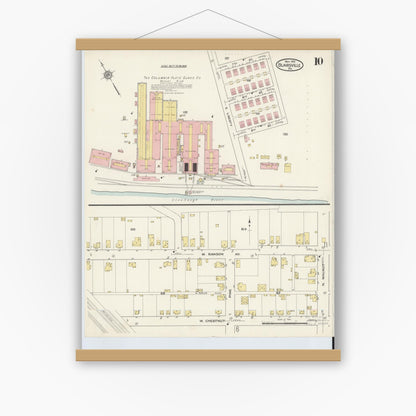 Old map wall art mockup — magnetic wood frame on white wall — Sanborn Fire Insurance Map from Blairsville, Indiana County, Pennsylvania (1915), Sheet #0010