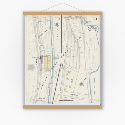 Old map wall art mockup — magnetic wood frame on white wall — Sanborn Fire Insurance Map from Stillwater, Washington County, Minnesota (1888), Sheet #0011