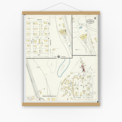 Old map wall art mockup — magnetic wood frame on white wall — Sanborn Fire Insurance Map from Ishpeming, Marquette County, Michigan (1911), Sheet #0006