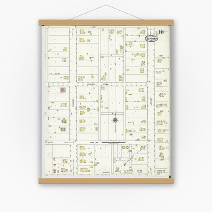 Old map wall art mockup — magnetic wood frame on white wall — Sanborn Fire Insurance Map from Oak Harbor, Ottawa County, Ohio (1920), Sheet #0010