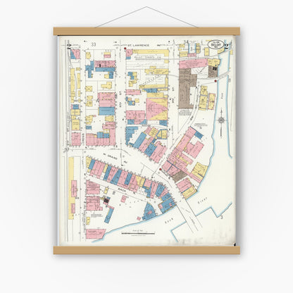 Old map wall art mockup — magnetic wood frame on white wall — Sanborn Fire Insurance Map from Beloit, Rock County, Wisconsin (1926), Sheet #0002