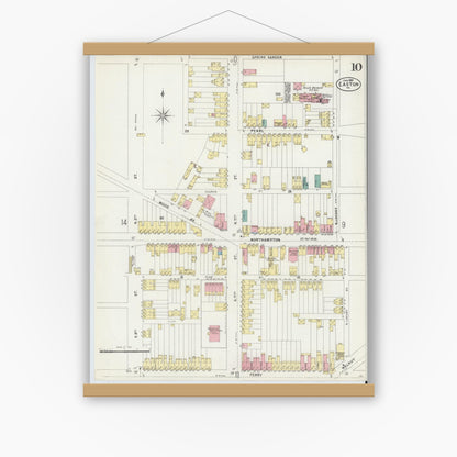 Old map wall art mockup — magnetic wood frame on white wall — Sanborn Fire Insurance Map from Easton, Northampton County, Pennsylvania (1897), Sheet #0010