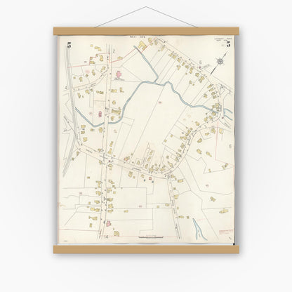 Old map wall art mockup — magnetic wood frame on white wall — Sanborn Fire Insurance Map from Cohasset, Norfolk County, Massachusetts (1940), Sheet #0005