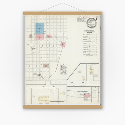Old map wall art mockup — magnetic wood frame on white wall — Sanborn Fire Insurance Map from Wytheville, Wythe County, Virginia (1891) - Complete Map Set